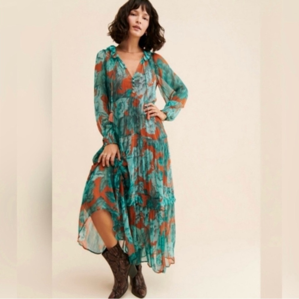 Anthropologie Marais Chiffon Maxi Dress